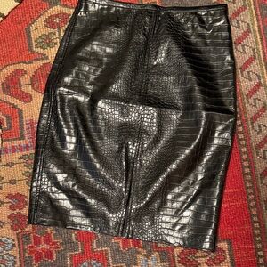 J. Crew Black Croc-Embossed Pencil Skirt